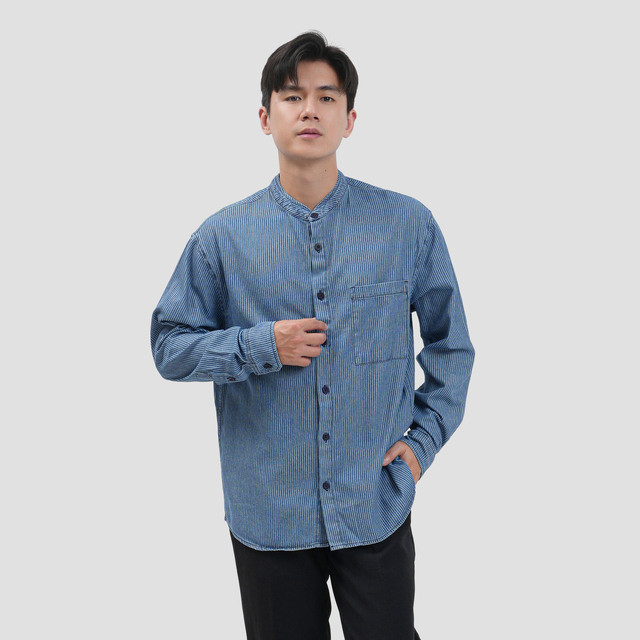 Nevada Sarimbit Coll 2026 - Denim Stripe Kemeja Koko Pria 123350357