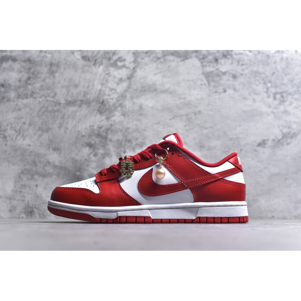 N1K3 SB Dunk Low Sepatu kets budaya kasual nyaman kelas atas berwarna putih dan merah