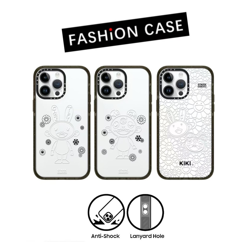 CASETi KAIKAI DAN KIKI Murakami Takashi Stiker Casing Ponsel Akrilik untuk iPhone 16ProMax 15ProMax 