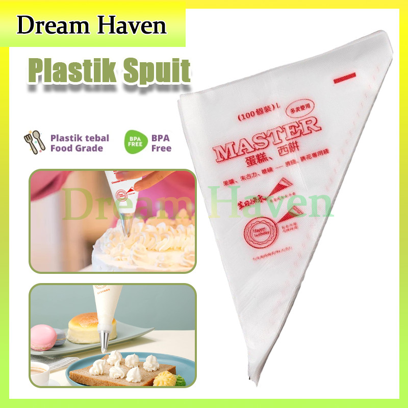 Piping Bag 100pcs/Plastik Segitiga Super Tebal/Plastik Segitiga Buttercream Piping Bag Kantong Adona