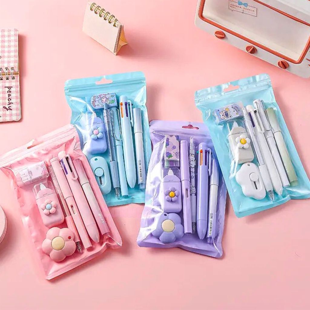 Alat Tulis Sekolah Lengkap 1 Set SD Paket Aesthetic Lucu Pulpen Pensil Stabilo Pastel Anak Perempuan