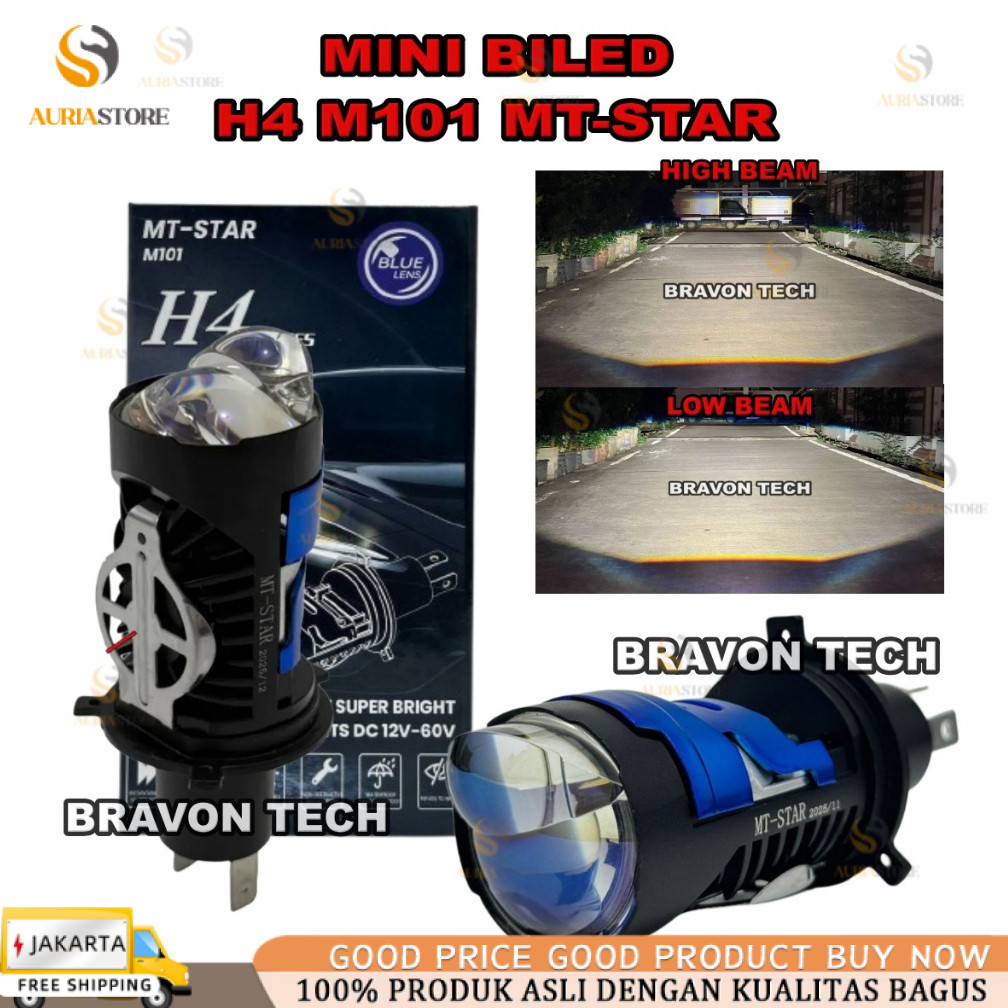 Lampu Utama H4 M101 MT-STAR Projie H4 Mini Projector Lens Lensa Motor Mobil Headlight Headlamp