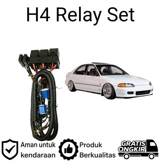 AM Relay Set Lampu Utama LED H4  Mobil Honda Civic Genio