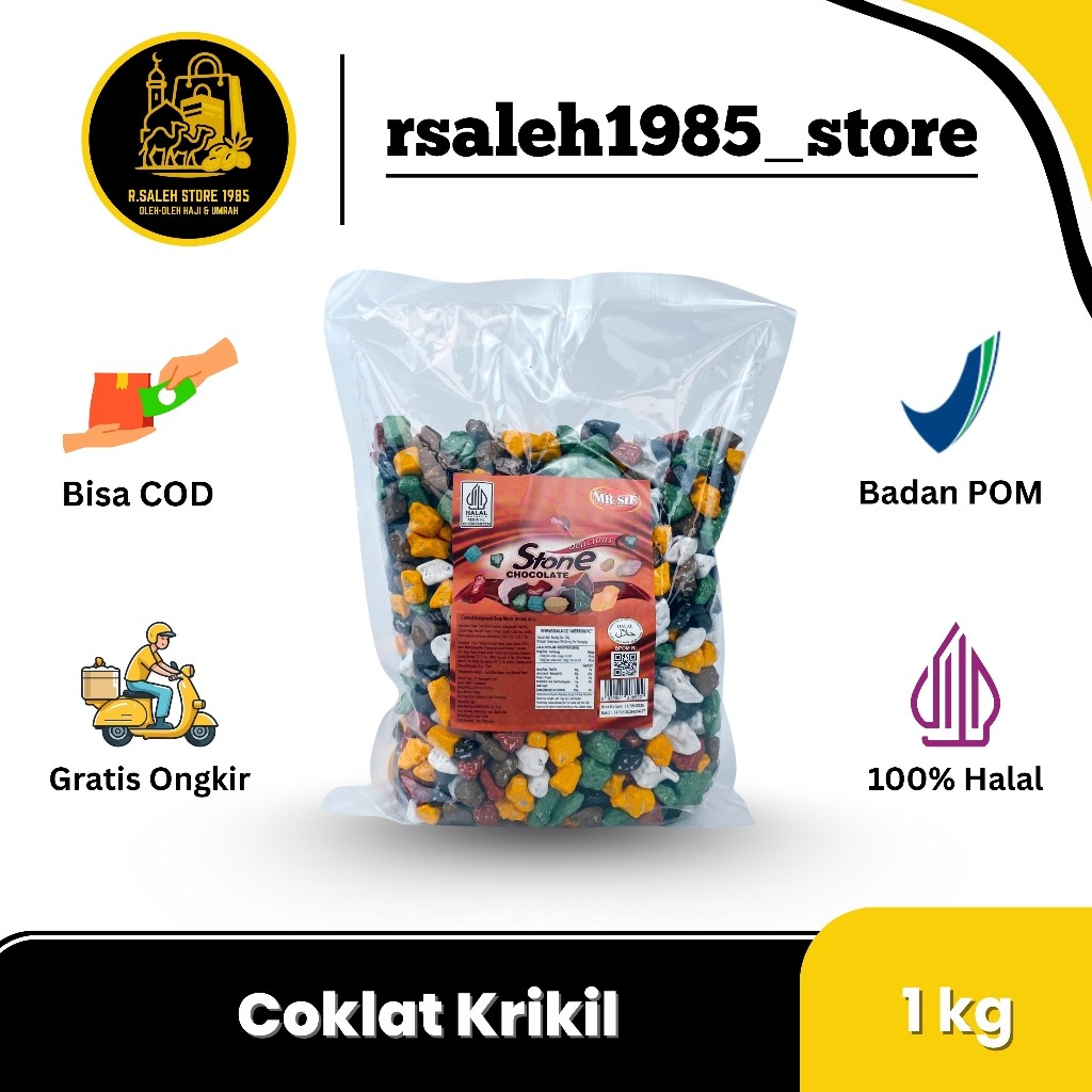 Coklat Kerikil Arab 1kg | Coklat Kerikil Mr . Sif | Permen Coklat Arab Batu kerikil Original Renyah