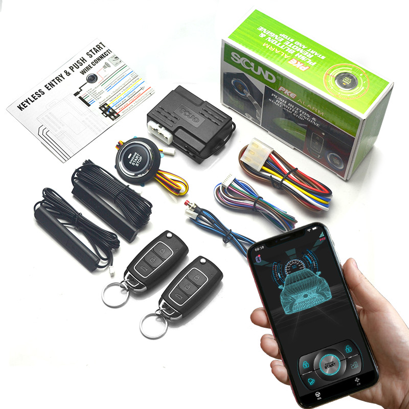 Universal Car Push Button Start Stop Keyless Entry Starter System Cell Phone Bluetooth APP PKE Remot