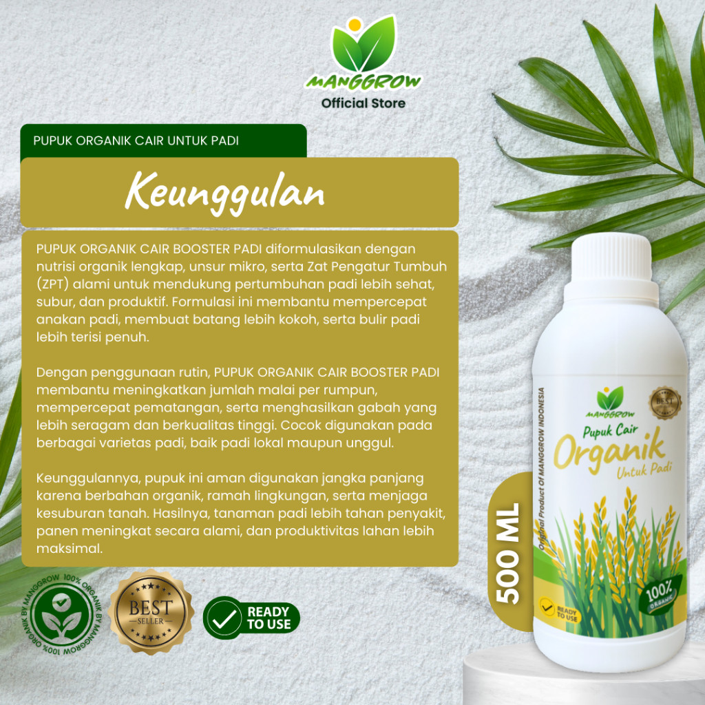 COD MANGGROW - Pupuk Organik Cair Padi 1000ml | Pupuk Organik Cair Penyubur Padi & Mendukung Panen M