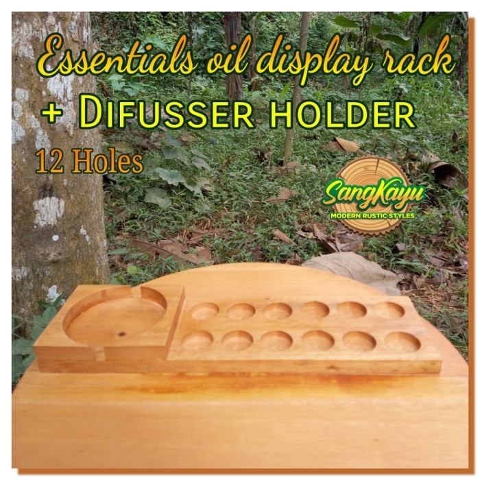 Rak oil bulat  young living12 + air humidifier diffuser Rak oil kayu || rak oil kayu murah || Rak es