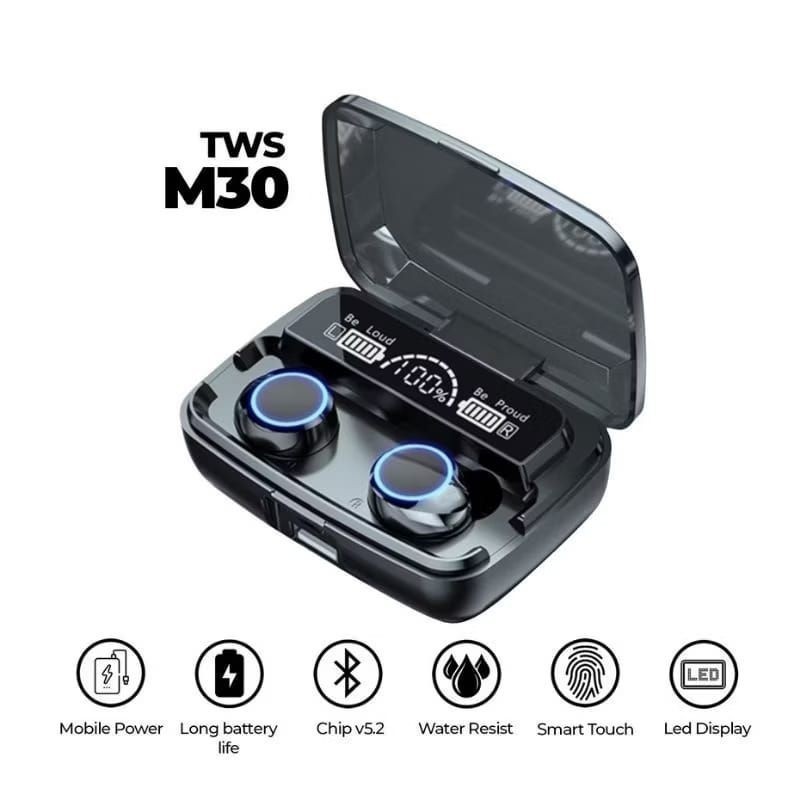 Terbaru Tws M30 Bluetooth Earphone TWS M30 Digital Indikator LED + Powerbank Bluetooth V5.1 Tws Gami