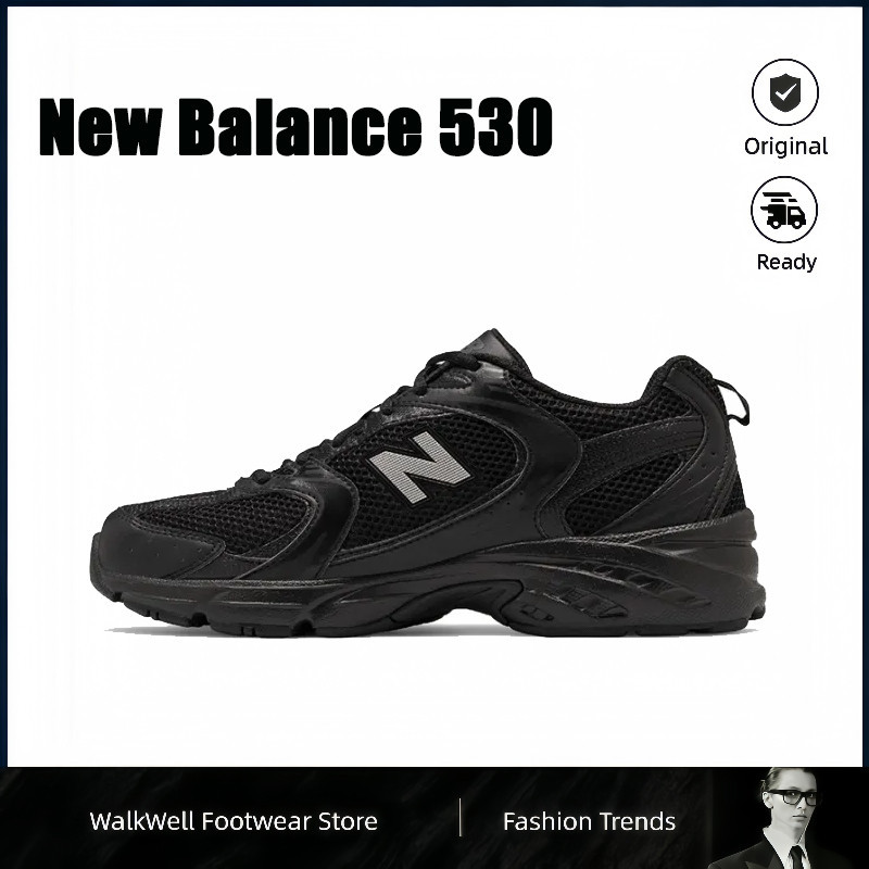 COD New Balance 530 Original Unisex Hitam/Silver Putih Sepatu Lari Kasual