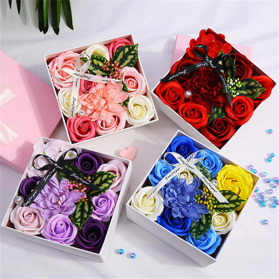Carnation Flower Bath Soap Blessing Card Flora Scented Roses Flower Soap for Valentine's Day Party W