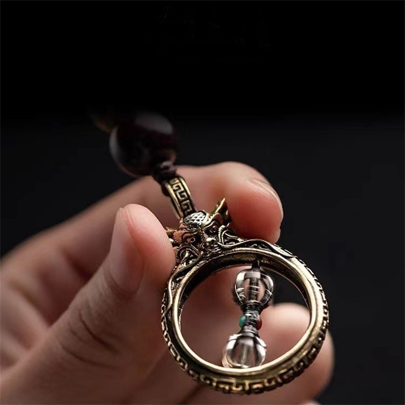 Personality Relief Dragon Head Pendant Necklace For Men Jewelry Vintage Vajra Pestle Necklace Male C