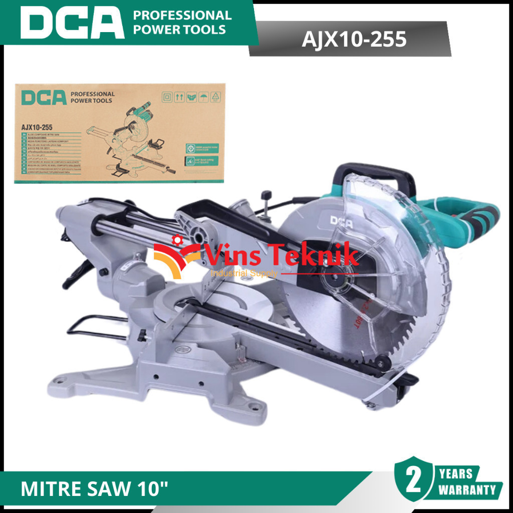 DCA AJX 10-255 Mesin Potong Gergaji Kayu Alumunium Miter Saw Sliding 10" 255mm 1800Watt AJX10-255