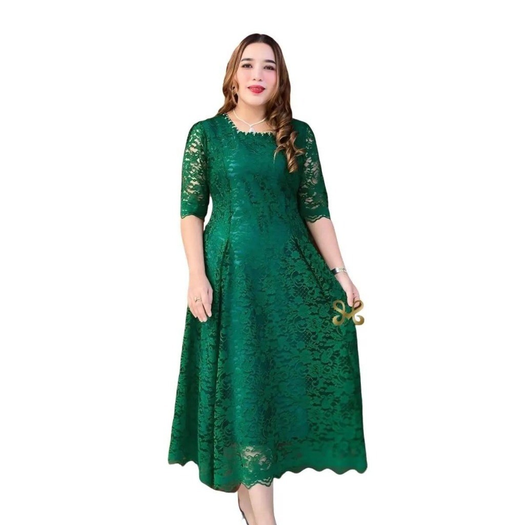 Dress brokat pesta/longress semi kebaya panjang