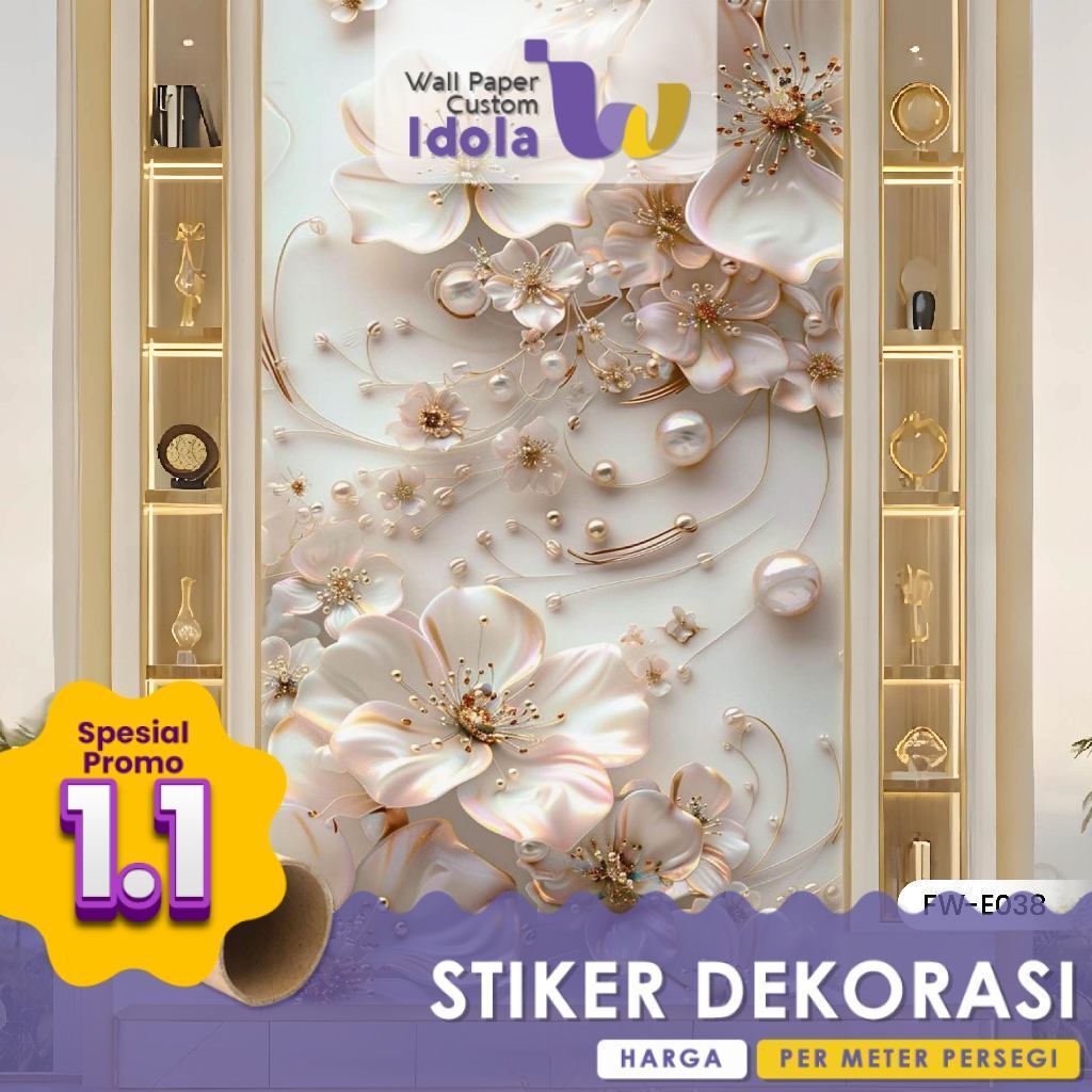 Stiker Dinding | Stiker Dinding Bunga 3D | Stiker Dinding Motif Bunga 3D | Stiker Dinding Gambar Bun