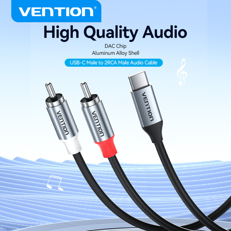 Vention USB C to RCA Auo Cable Type C to 2 RCA Cable with DAC for Speaker Amplifier Huawei Xiaomi La