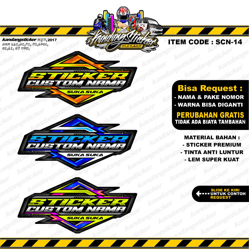Sticker Racing Custom Satuan Nama Suka Suka Sticker Custom Stiker Timbul Sticker Motor Stiker Toko S