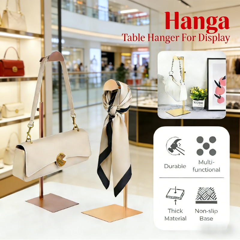 Rak Display Tas Premium - Rak Pajangan Tas Stainless Steel Adjustable Height & Anti Slip, untuk Hand