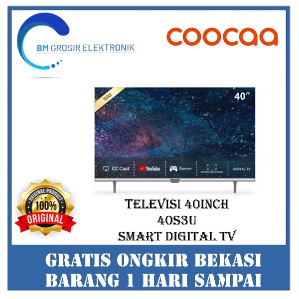 HOT SALE 10.10 COOCAA TV 40" SMART DIGITAL TELEVISI 40S3U // 40S3U - 40S3U