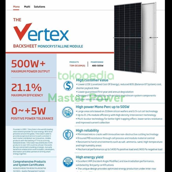 TRINA SOLAR VERTEX 500WP MONO SOLAR PANEL SOLAR CELL TIER 1
