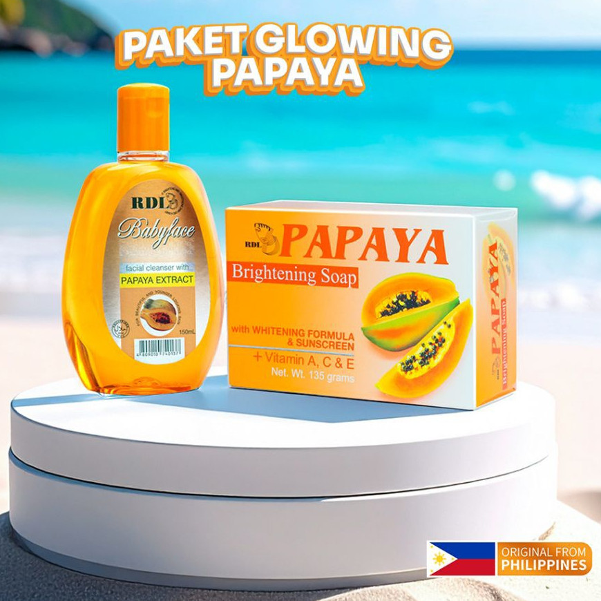 Skincare Extra Glowing Facial Cleanser ,Sabun Papaya ,Toner RDL & SERUM RDL WHITENING FACIAL SERUM 3