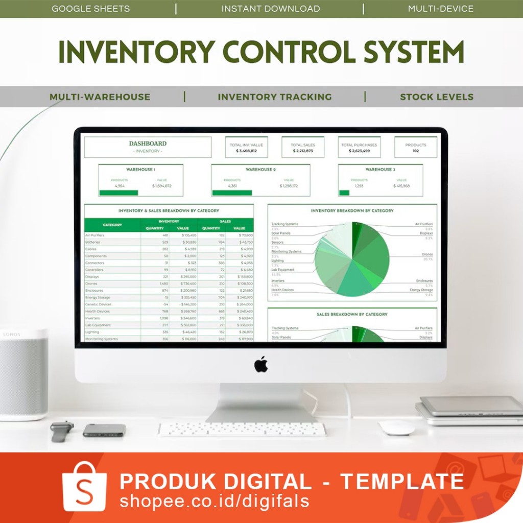 Termurah All-in-One Inventory Control System - Multi Warehouse - Comprehensive GoogIe Sheets Templat