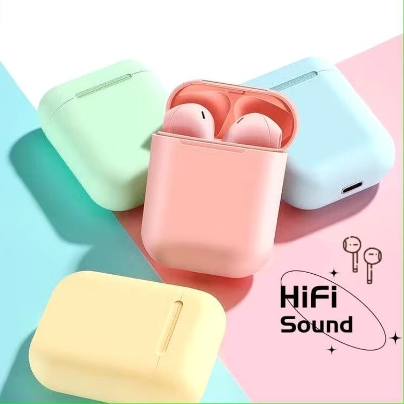 Promo HF HEADSET BLUETOOTH TWS i12 MACARON INPODS EARPHONE EXTRA SUPER BASS BERKUALITAS BAGUSS Best 