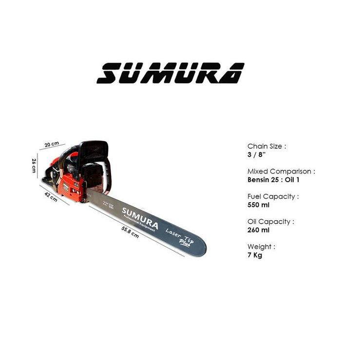Chainsaw Bar 22 inch (Laser Tip) Merk Sumura CS 6500S