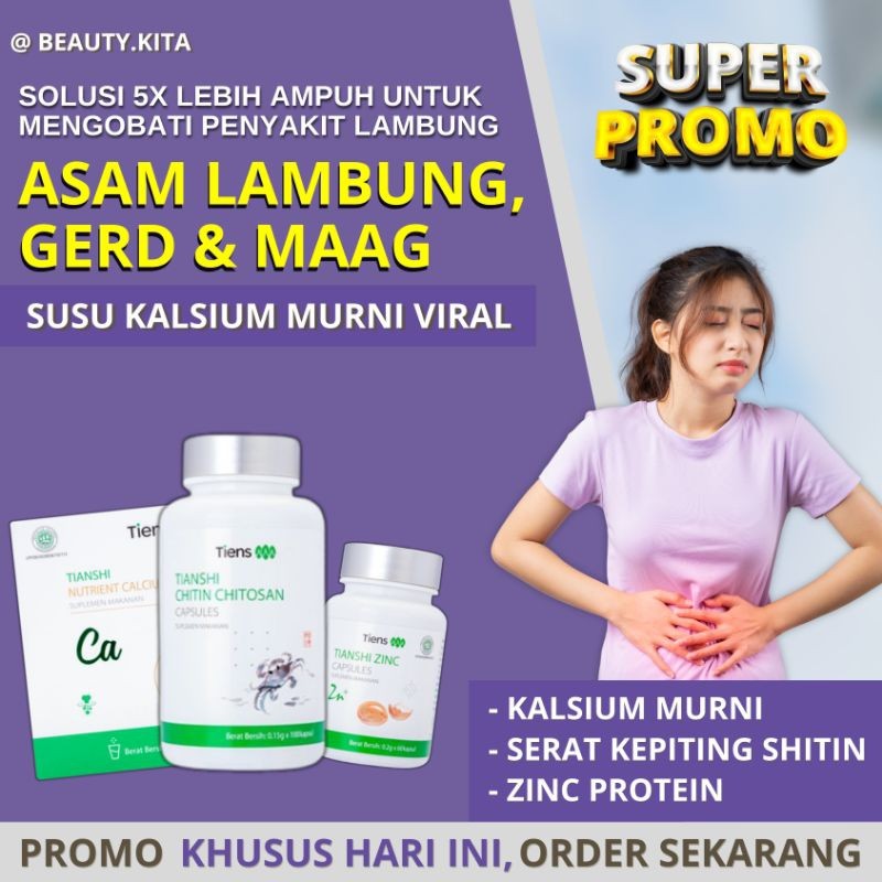 Tiens Asam Lambung Maag dan Gerd Herbal China Untuk Penyakit Lambung Chitin Chitosan Kalsium Murni d