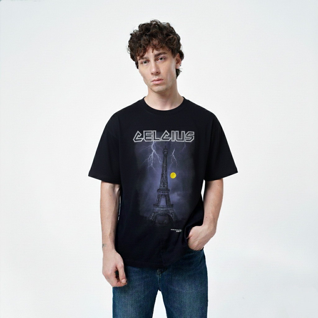 CELCIUS Iron Maiden Bootleg Graphic T-shirt LIN001485C Hitam T-shirt Pria