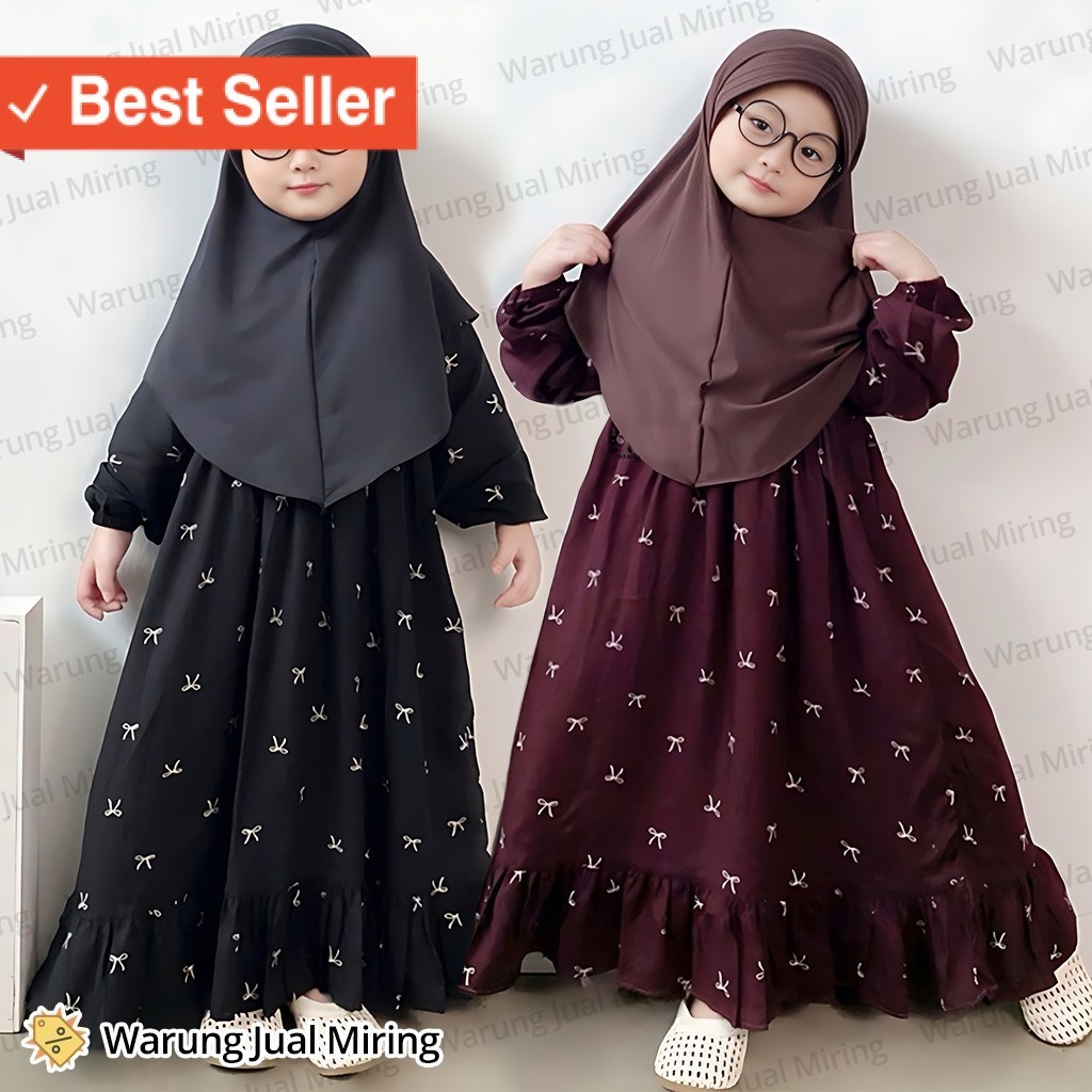 Busana Muslim Anak perempuan Murah gamis cantik / Baju Gamis Anak Perempuan Rayon Motif Viral 2-12 T