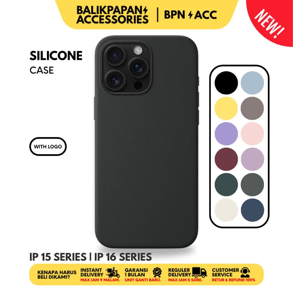Silicone Case iPhone Full Cover iPhone 15 Series & iPhone 16 Series- BALIKPAPAN ACC