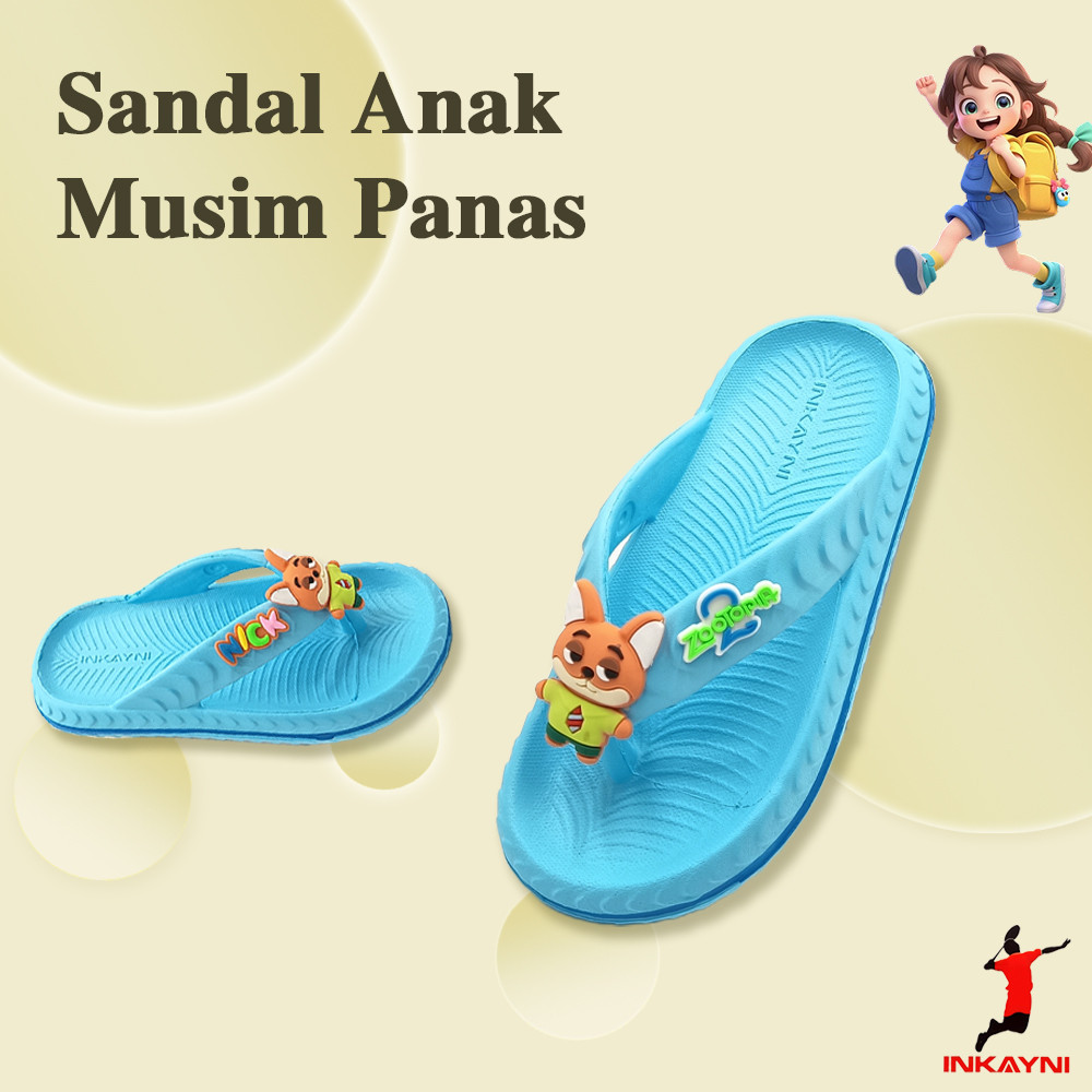 INKAYNI Zootopia 2 sandal anak fipper Nick sandal anak laki laki Anti-selip terbaru 2026 sepatu sand
