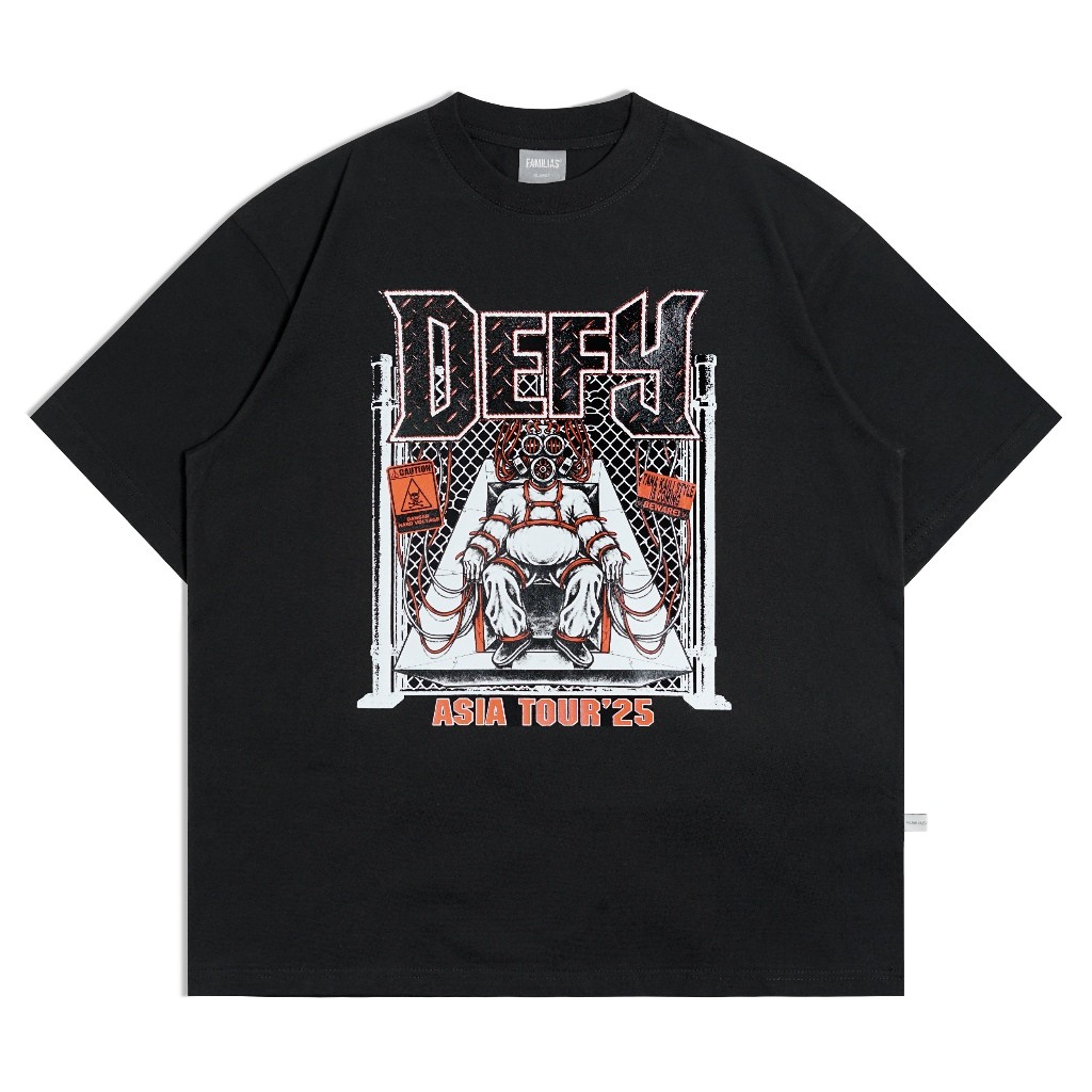 <Kaos Katun> Familias x Defy - Black T-Shirt - Defy Bc