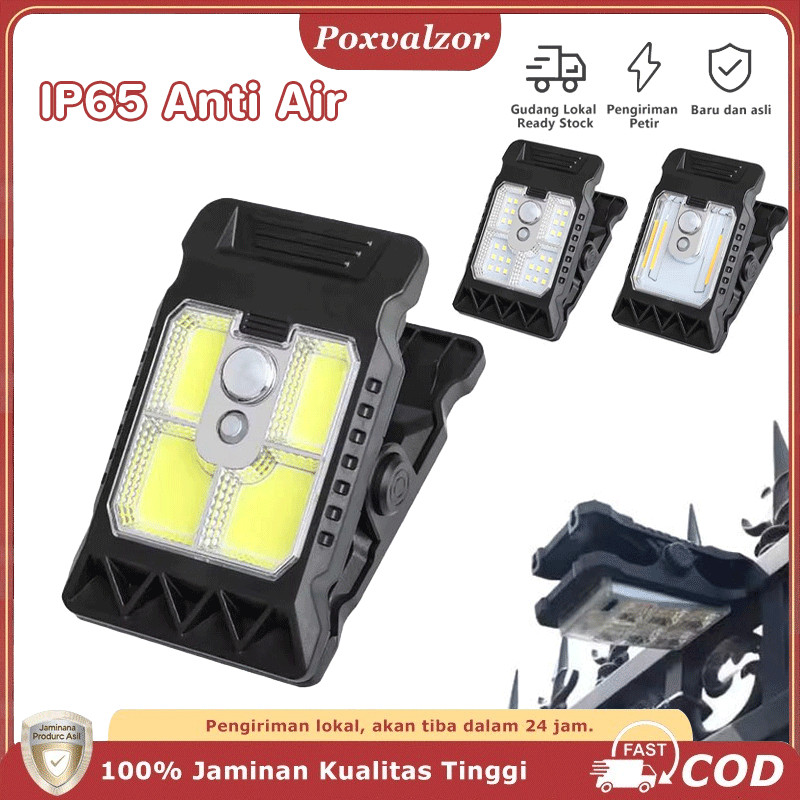 Poxvalzor Lampu Clip Mini Solar Panel Lampu Tenaga Surya Tahan Air Untuk Luar Ruangan Lampu Sensor P
