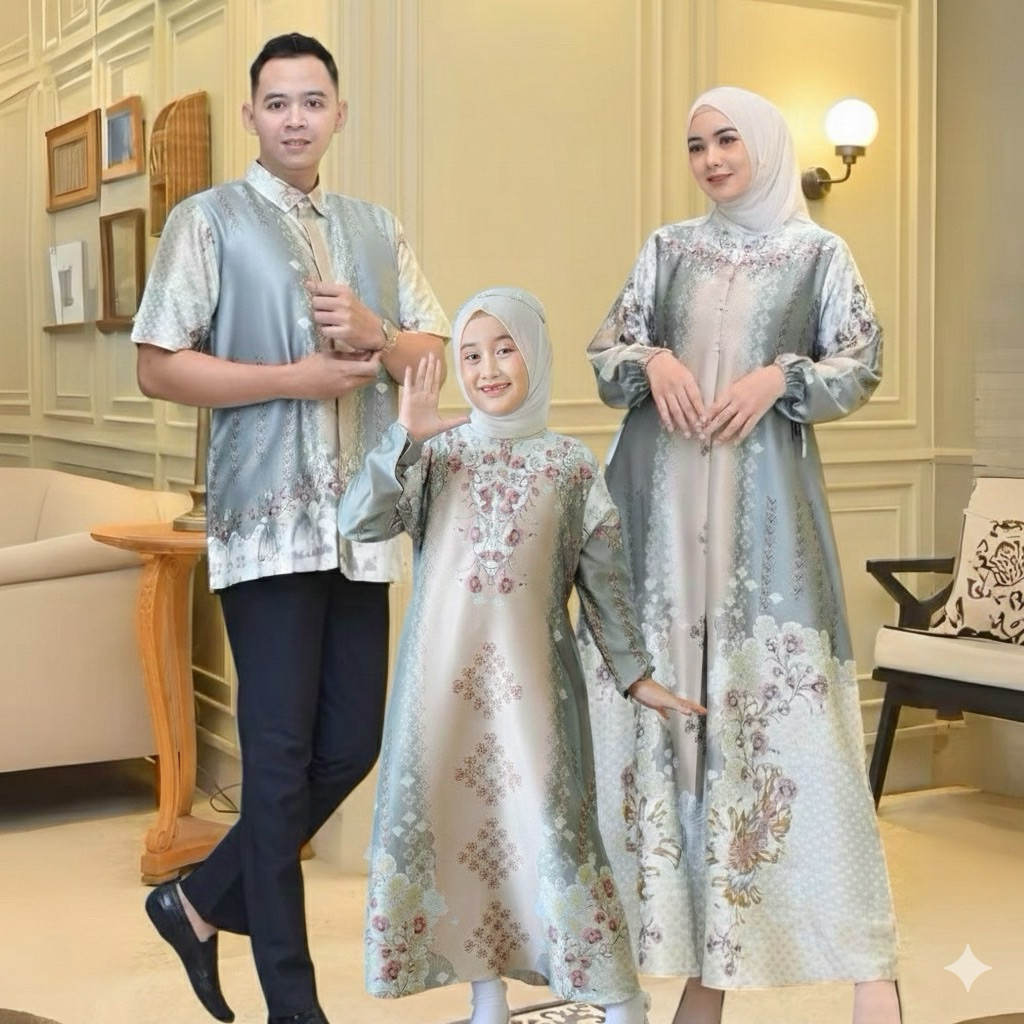 SARIMBIT KELUARGA LEBARAN 2026 Set Couple Pasangan Bahan Silk Premium Couple Keluarga