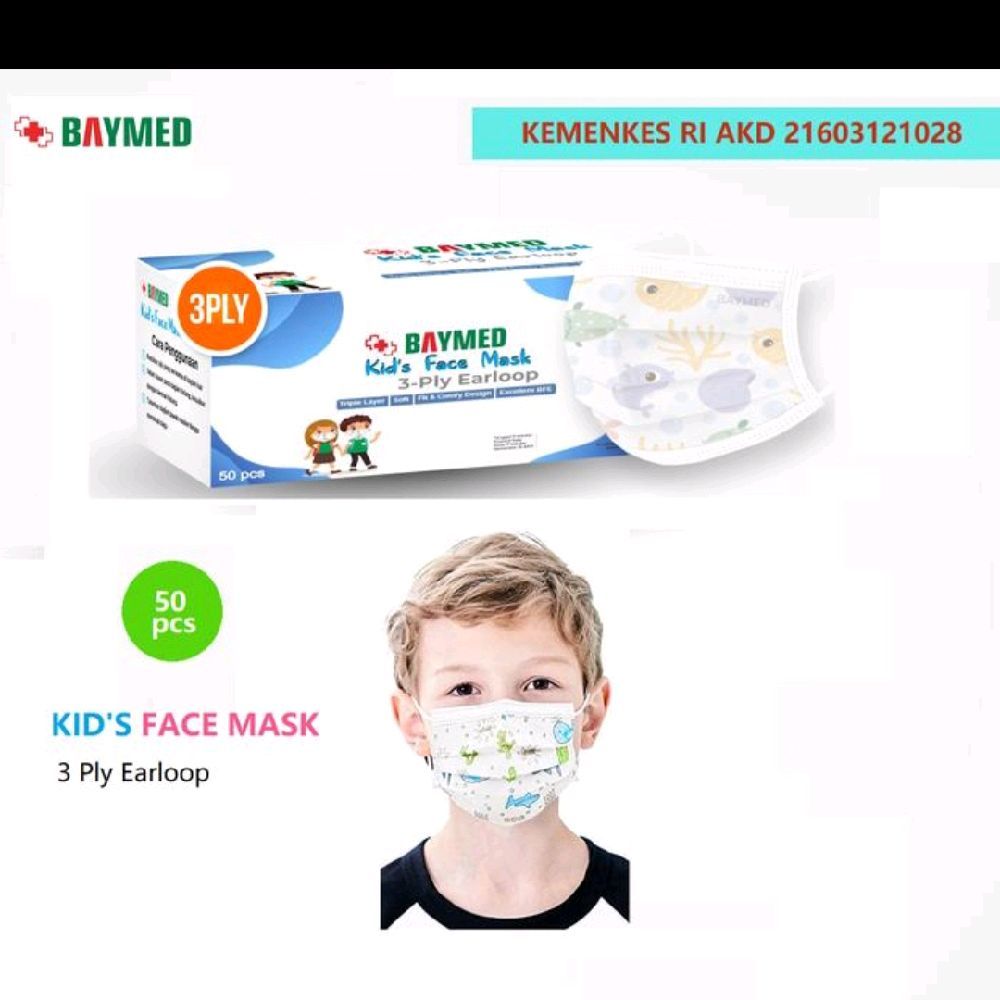 Masker anak earloop 3ply Baymed 50 pcs