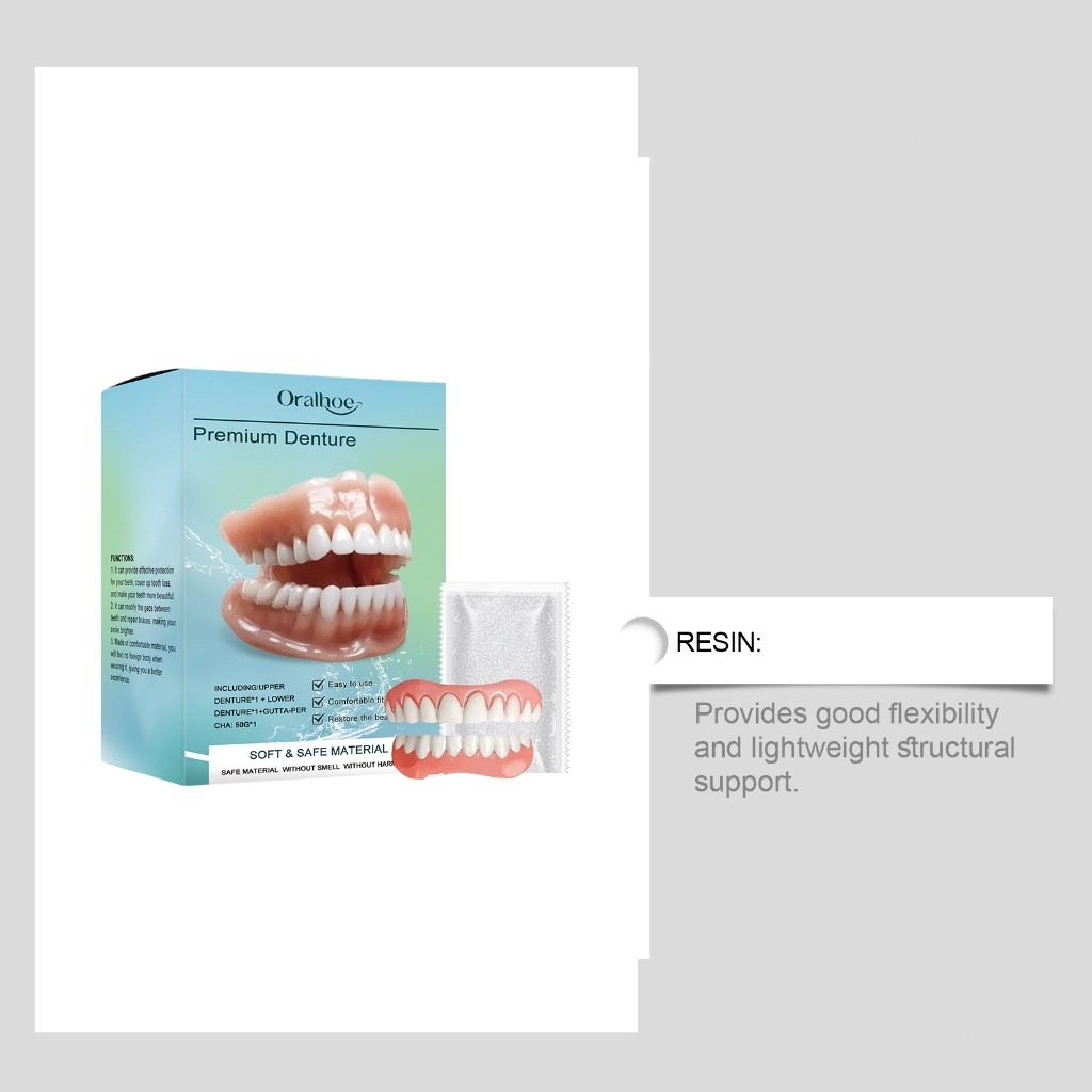 Oralhoe Original Gigi Palsu Instan Gigi Palsu 1 Set Veneers Gigi Palsu Snap On Smile Putih Atas Bawa