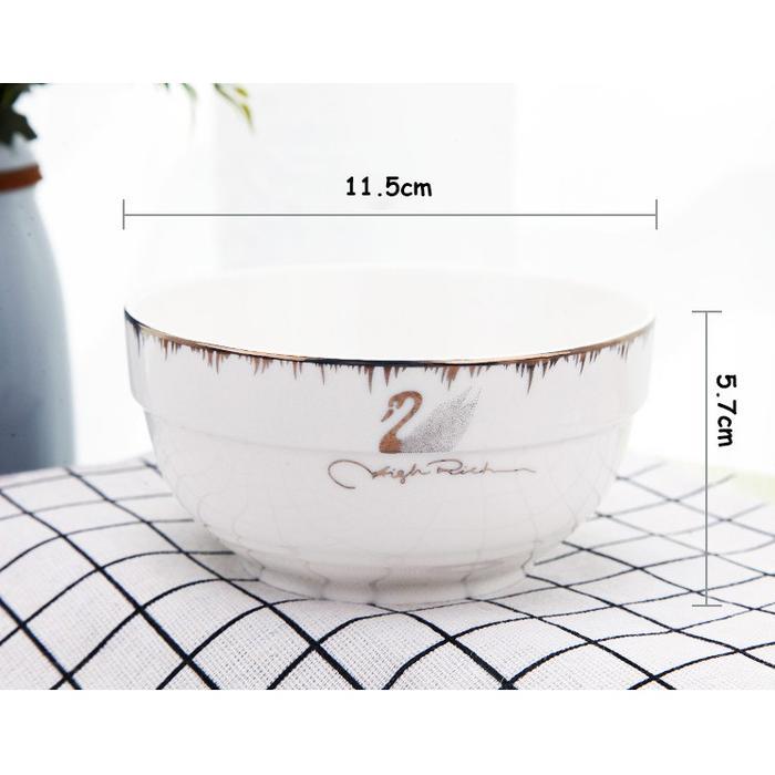 Mangkok / Piring Keramik Motif Angsa - mangkok11.5cm by Allshopibamz