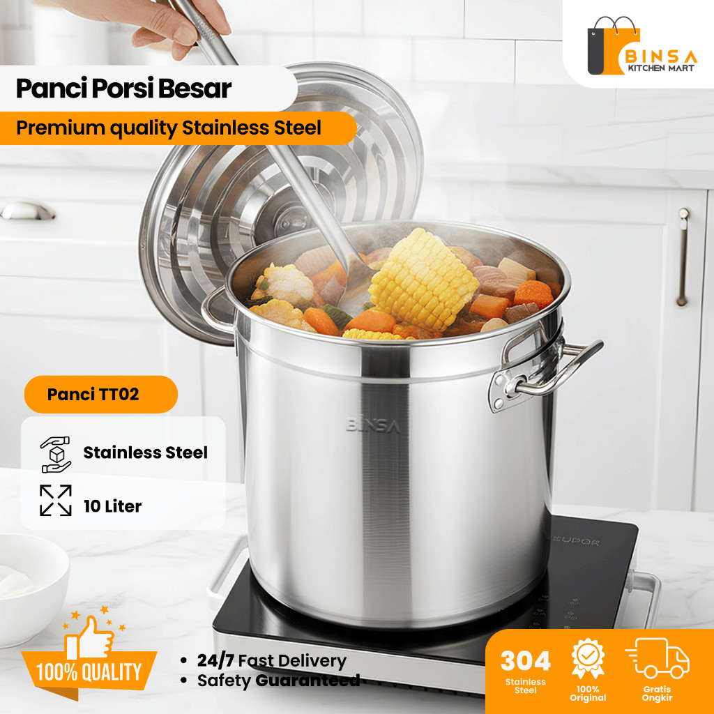Panci Rebus Porsi Besar Stock Pot Stainless Masak Daging Sup Soto TT02
