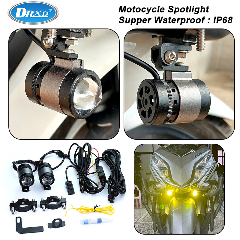 Lampu Sorot Motor DRXD Tahan Air LED Lampu Sorot Rendah Lampu Sorot Tinggi Lampu Depan Tambahan Lamp