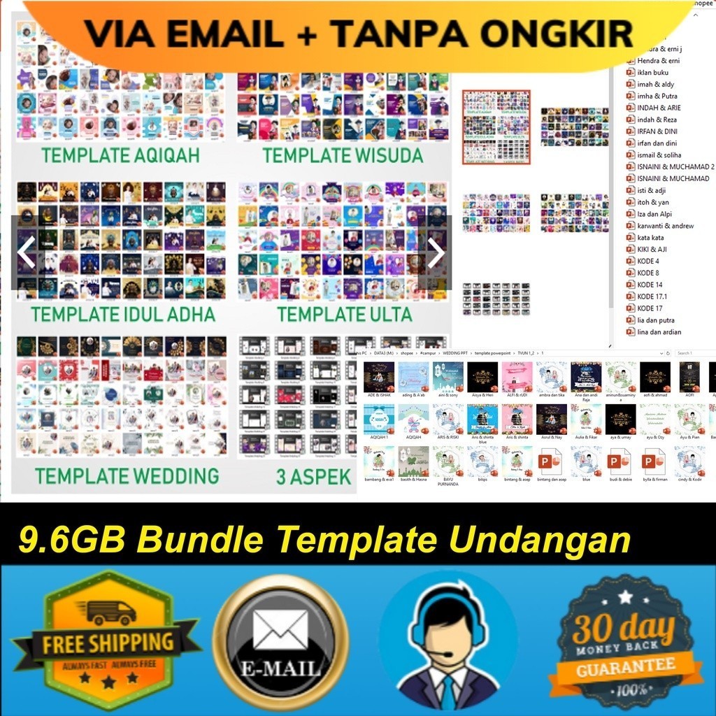 9.6GB Bundle Template Undangan Wedding Aqiqah Format Powerpoint