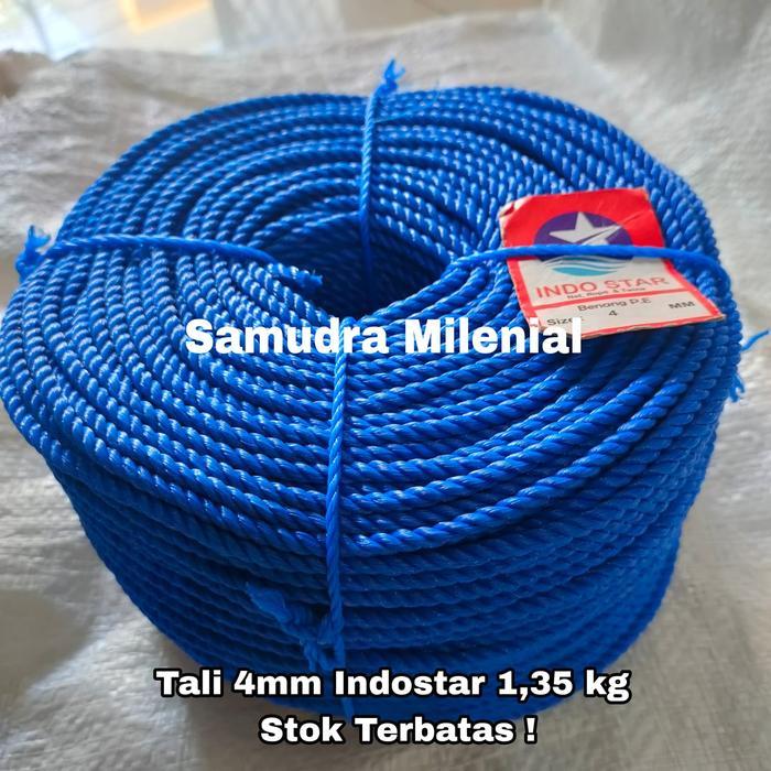 Tali Tambang 4mm / Tali Tambang Plastik PE Roll 4mm / Tali 4mm 1 Roll - Merah