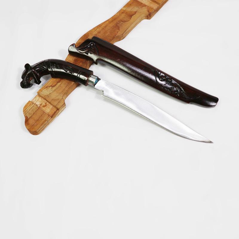 Pisau ukir Macan Kayu Rasamala Baja Per Pisau