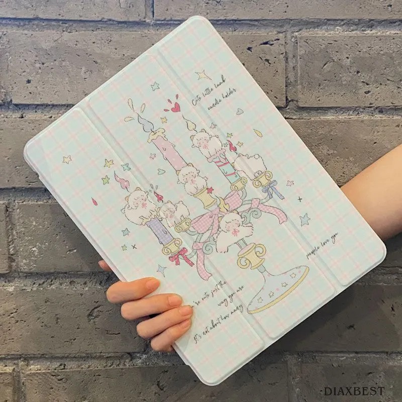 Anak domba yang lucu Case Tablet 2in1 Bisa Dilipat + Anti Jatuh Cocok untuk ipad Air1/2 Gen 5/6 9,7 