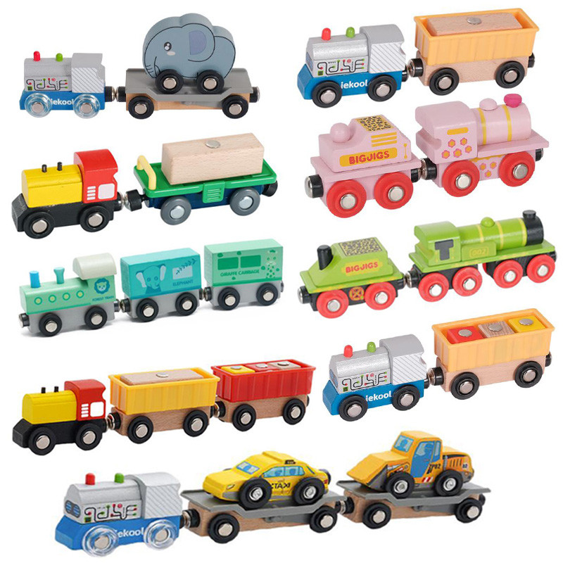 New Wooden Train Set Inertial Push Train Compatible With All Wooden Train Tracks Wooden Toys For Boy
