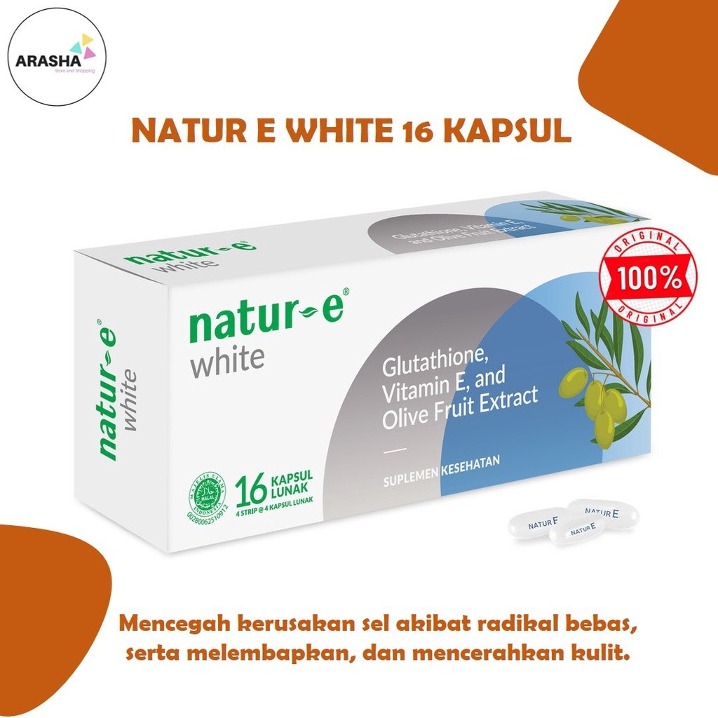 NATUR E WHITE IU Vitamin E/Suplemen Kulit/Suplemen Kecantikan Isi 16 Kapsul