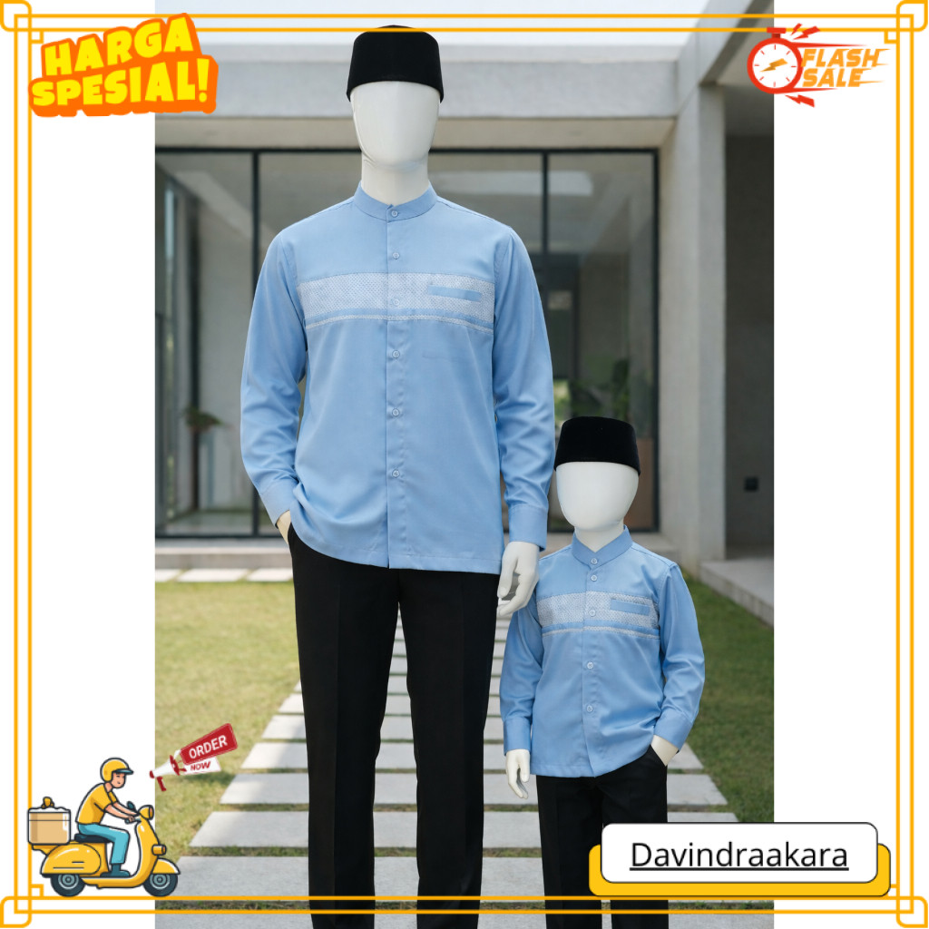 PROMO Koko Couple Sarimbit Ayah Anak warna Baby Blue / Biru Muda