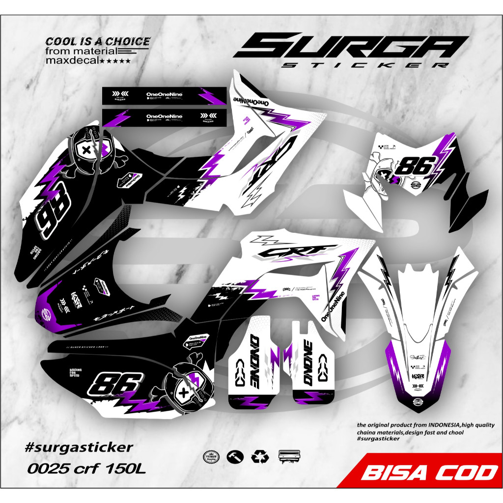 DECAL CRF 150 L FULL BODY SUPER GLOSSY HOLOGRAM /CHROME  KLX DTRACKER (0025 CRF150L)