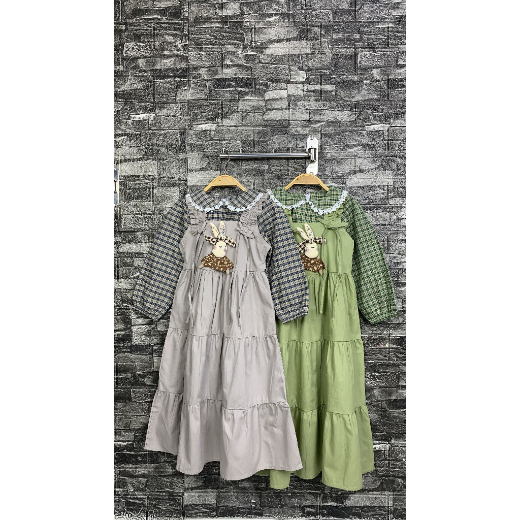 TERNASTORE Nikita - 1970 Gamis Overall Anak 3 - 10 Tahun Motif Kotak-Kotak (Inner+Outer)