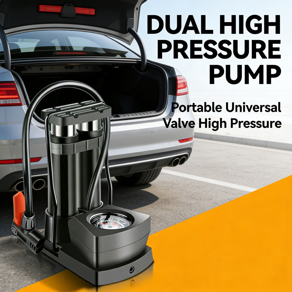 Pompa Ban Sepeda Mobil DUAL HIGH PRESSURE Ban Mini Foot Pump Injak Kaki Motor Pompa Ban Motor Sepeda